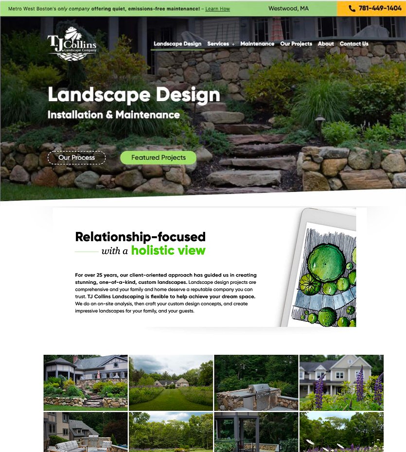 Landscape website mockup
